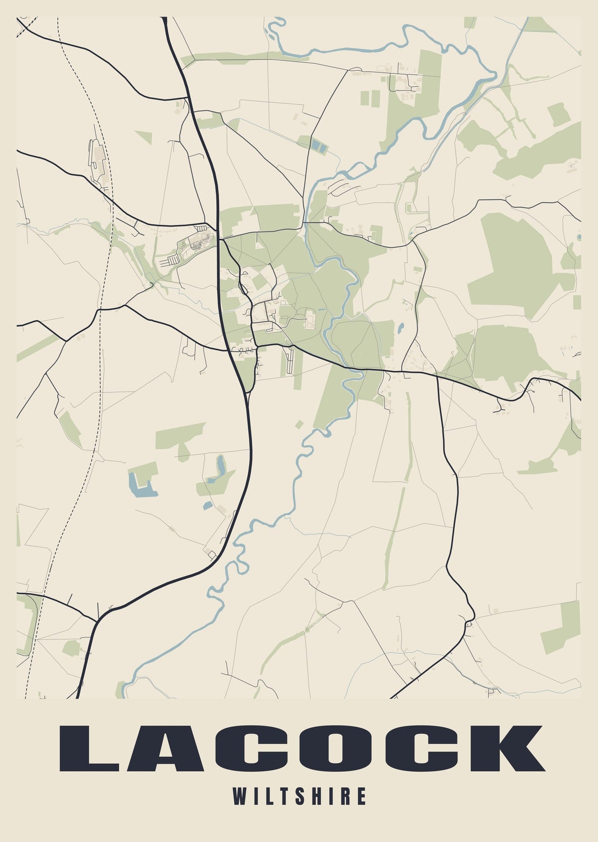 Street map poster of Lacock, Wiltshire
