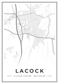 Street map poster of Lacock village centre, Wiltshire