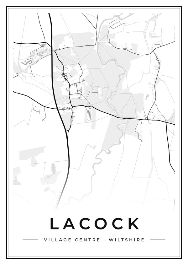 Lacock Village Centre Street Map Poster