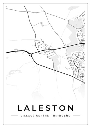 Laleston Village Centre Street Map Poster