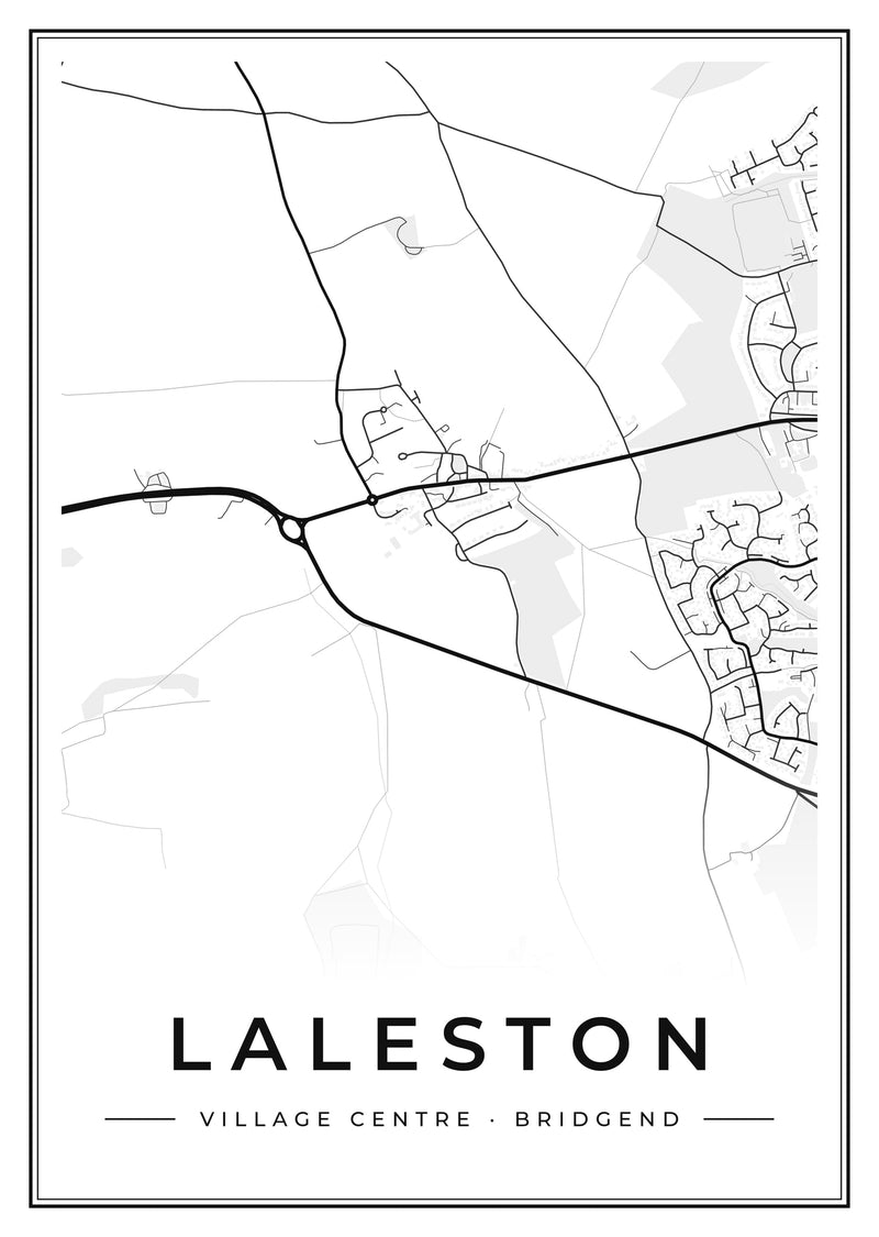Laleston Village Centre Street Map Poster
