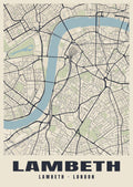 Heritage street map poster of Lambeth, Lambeth, London