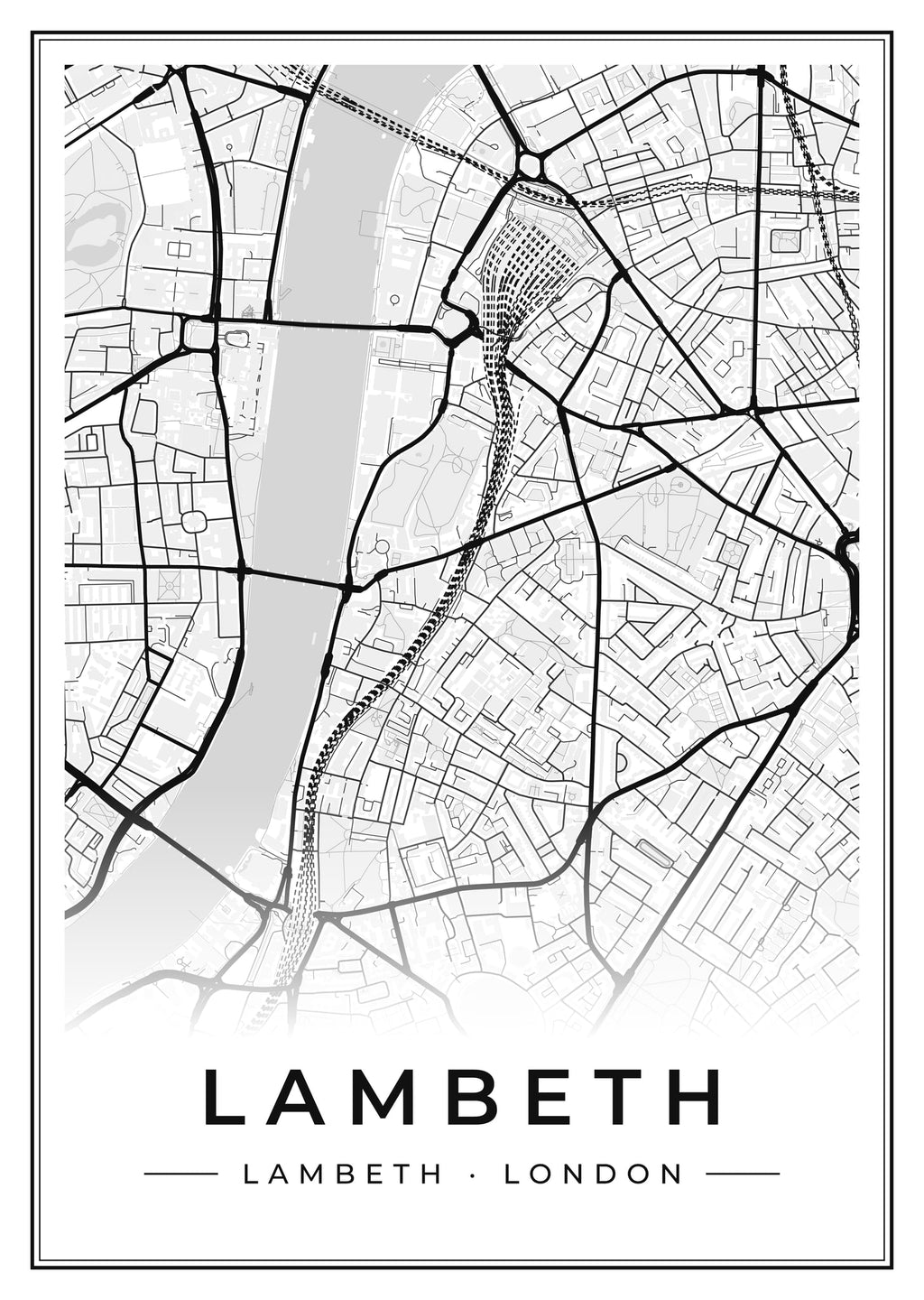Street map poster of Lambeth, Lambeth, London