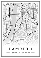 Street map poster of Lambeth, Lambeth, London