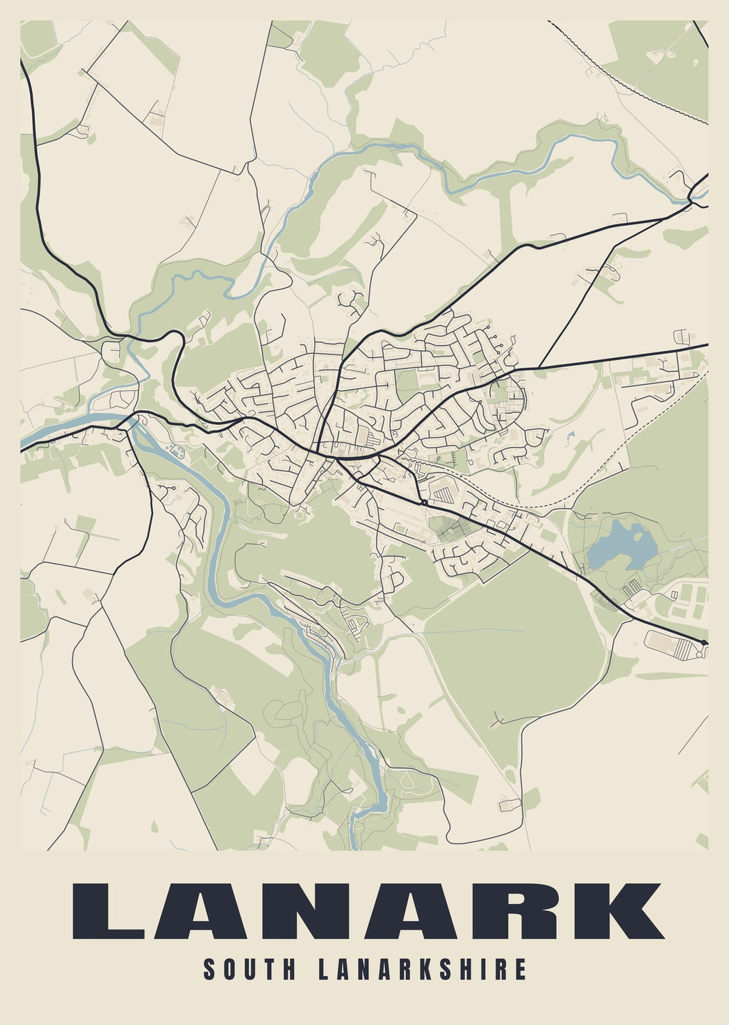Street map poster of Lanark, South Lanarkshire