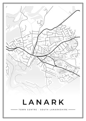Lanark Town Centre Street Map Poster