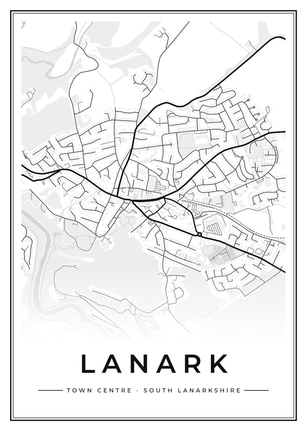 Lanark Town Centre Street Map Poster