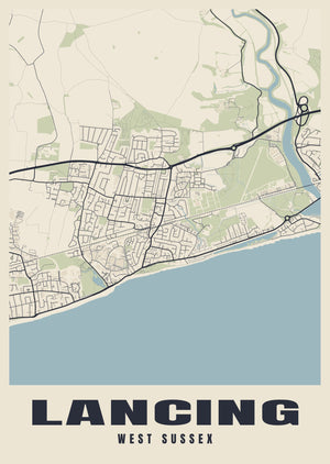 Lancing Street Map Poster