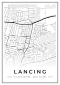 Street map poster of Lancing village centre, West Sussex