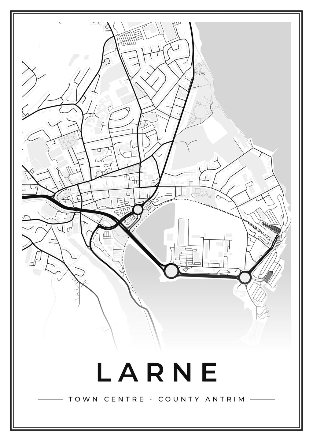 Street map poster of Larne town centre, County Antrim