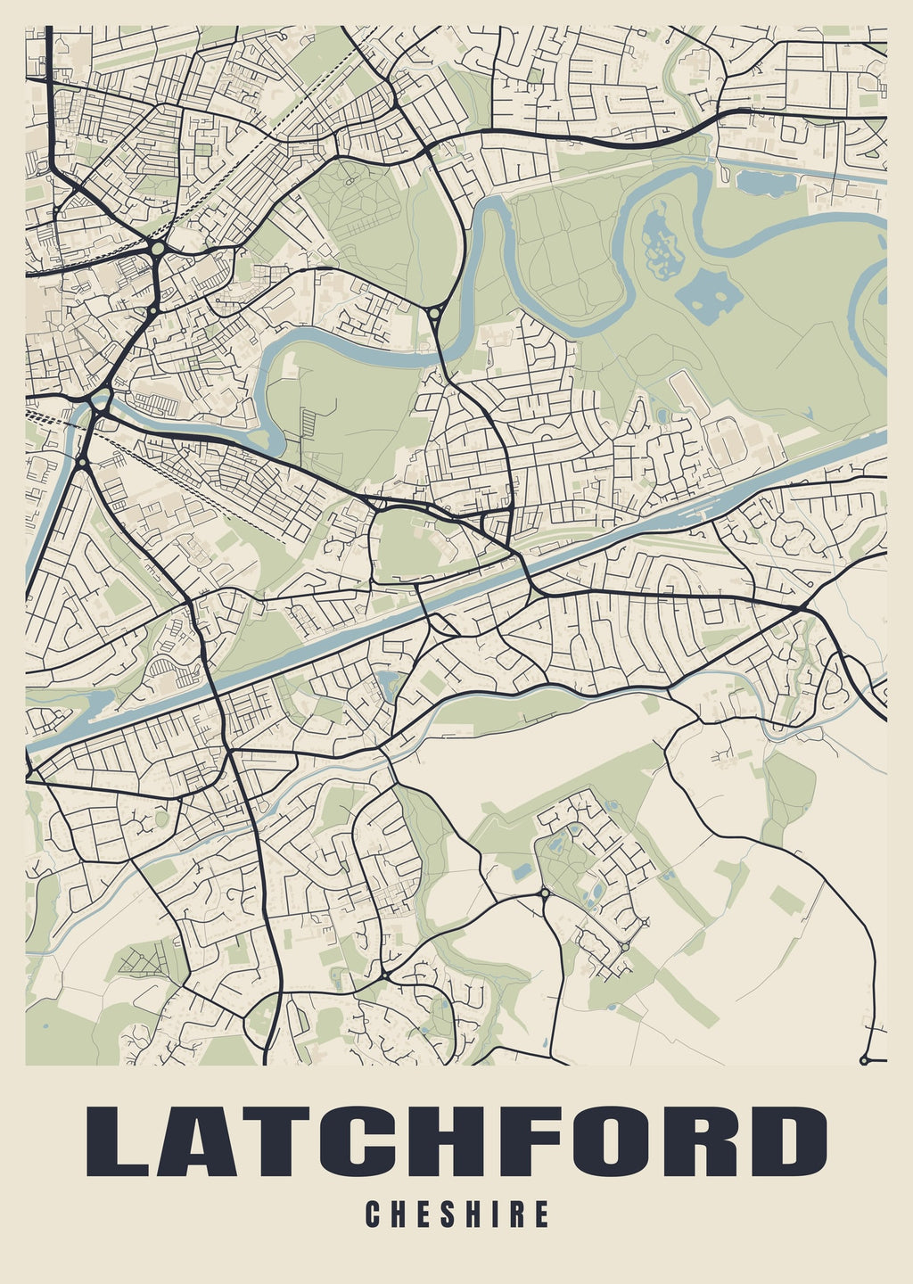 Street map poster of Latchford, Cheshire