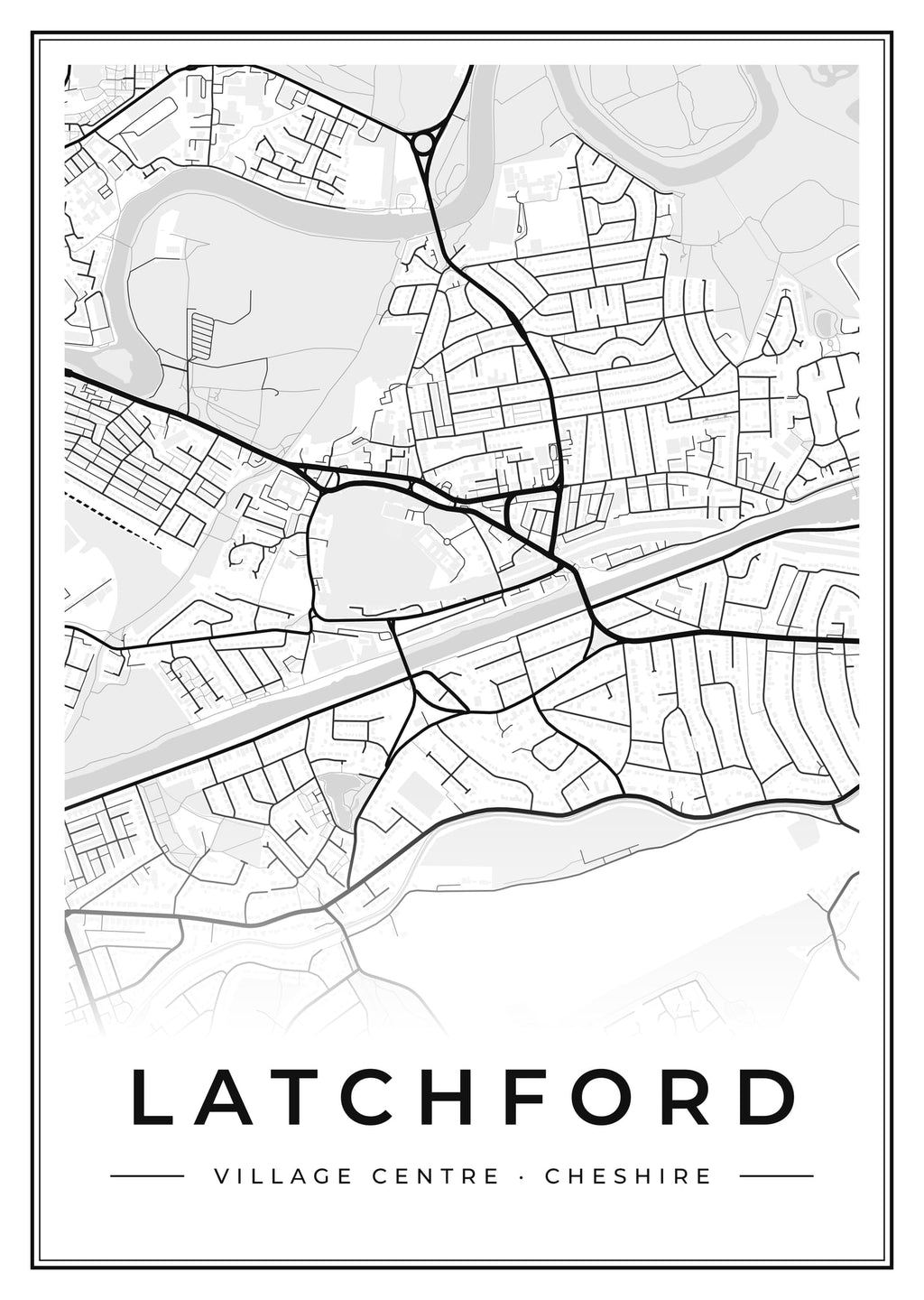 Street map poster of Latchford village centre, Cheshire