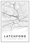 Street map poster of Latchford village centre, Cheshire