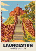 Launceston Castle poster, Retro Railway style