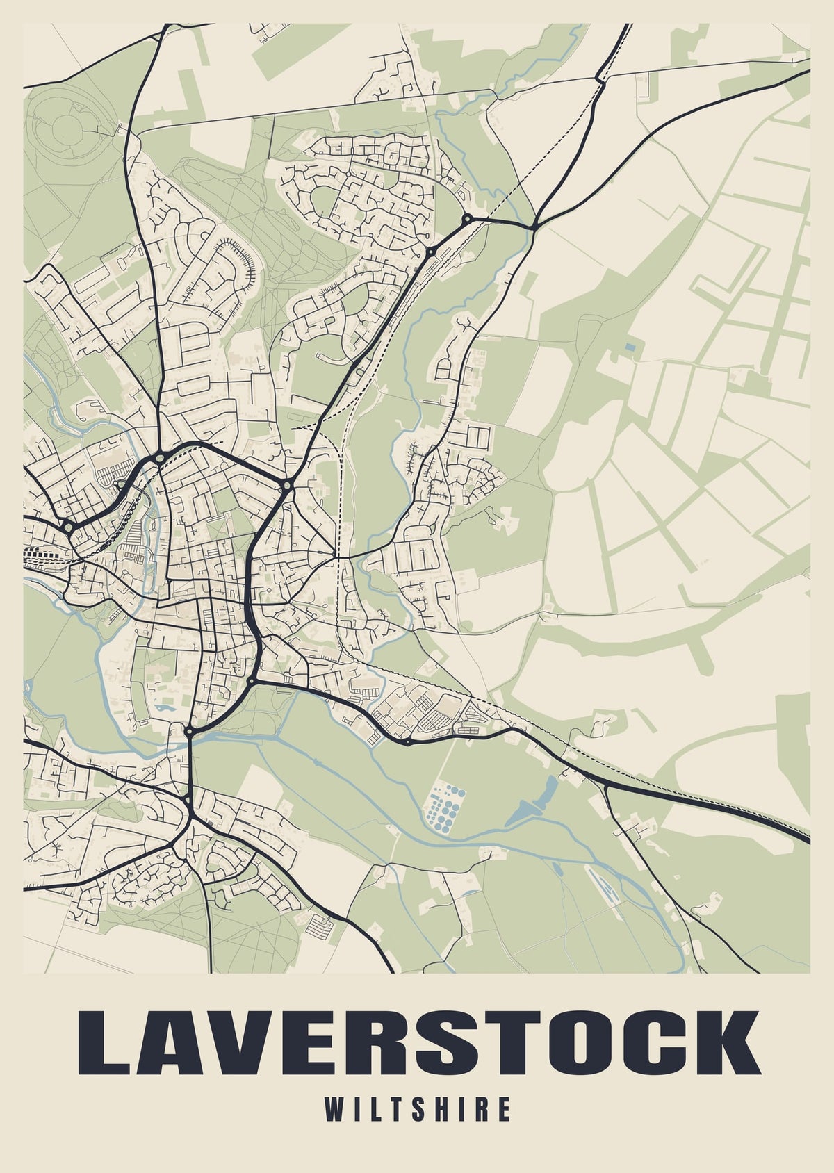 Street map poster of Laverstock, Wiltshire