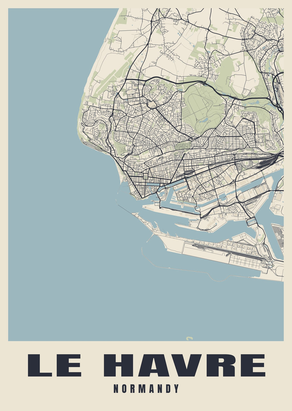 Street map poster of Le Havre, Normandy