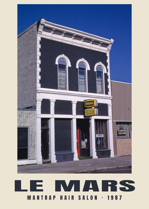 Mantrap Hair Salon, Le Mars, Iowa — 1987 · Historische fotoprint