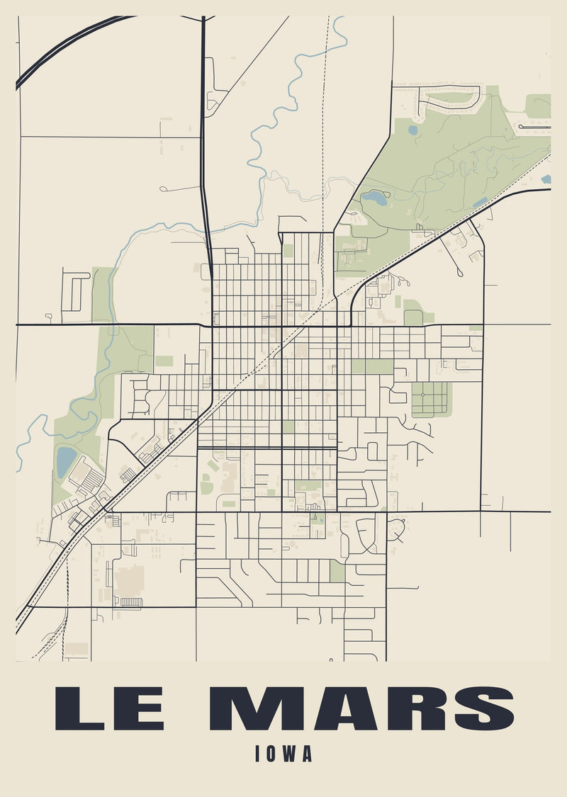 Le Mars Street Map Poster