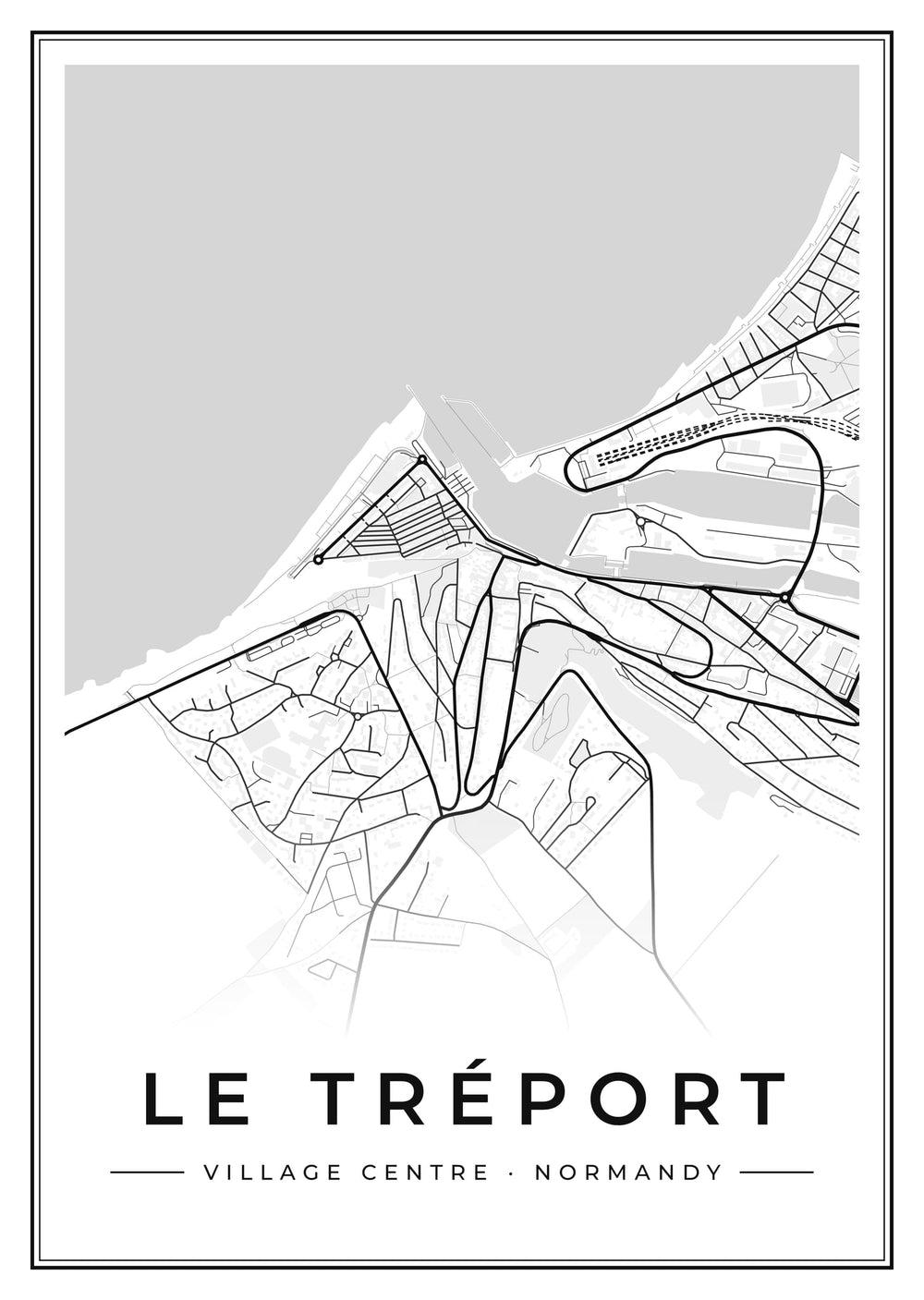 Le Tréport Village Centre Street Map Poster