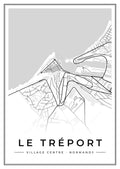Street map poster of Le Tréport village centre, Normandy