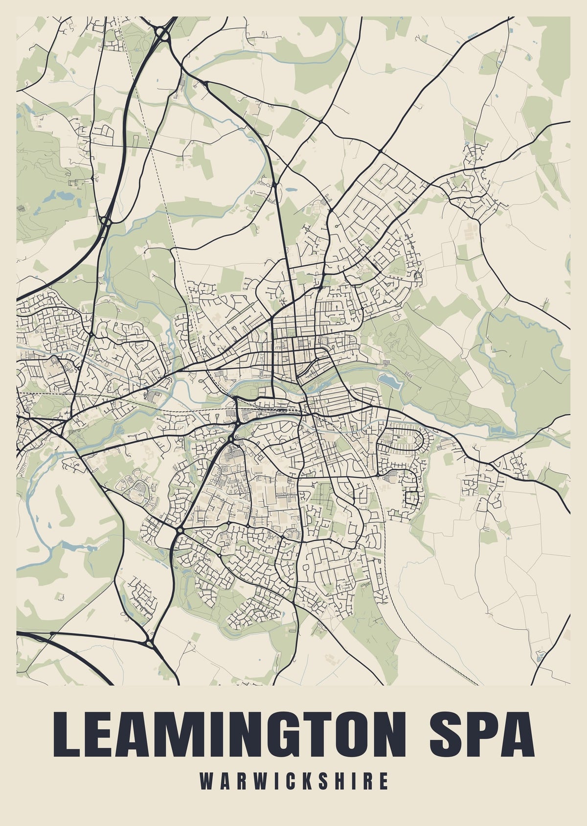 Street map poster of Leamington Spa, Warwickshire