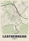 Street map poster of Leatherhead, Surrey