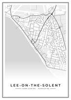 Street map poster of Lee-on-the-Solent town centre, Hampshire