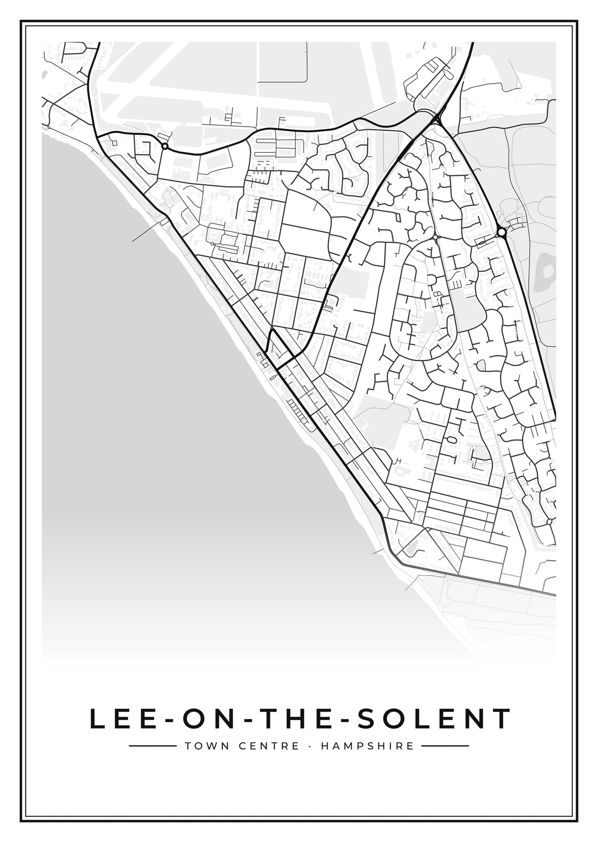 Street map poster of Lee-on-the-Solent town centre, Hampshire