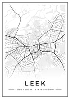 Street map poster of Leek town centre, Staffordshire