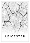 Street map poster of Leicester city centre, Leicestershire