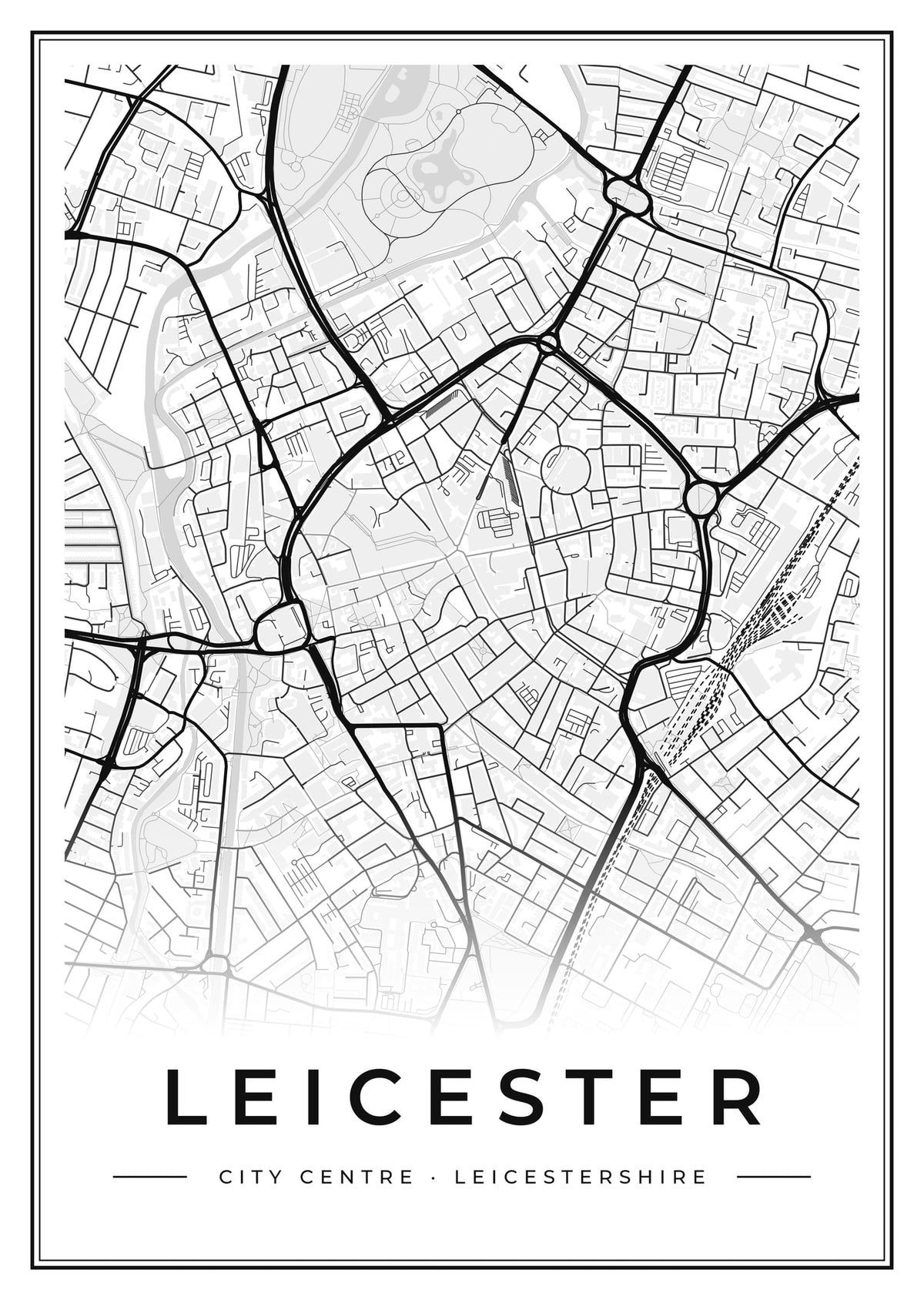 Street map poster of Leicester city centre, Leicestershire