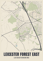 Street map poster of Leicester Forest East, Leicestershire
