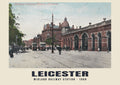 Midland Railway Station, Leicester — Historic photographic postcard print, 1908