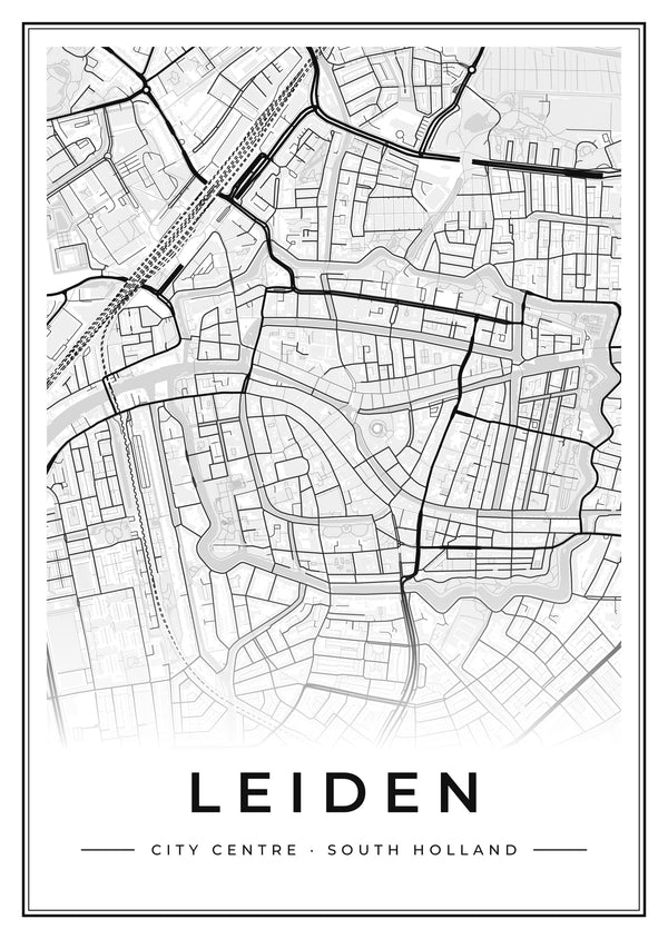 Leiden City Centre Street Map Poster