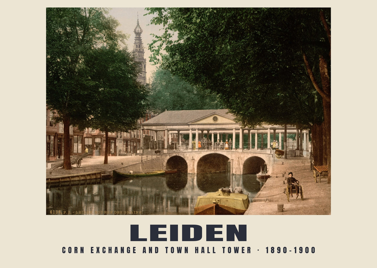 Corn Exchange and Town Hall tower, Leiden, 1890–1900 heritage photograph