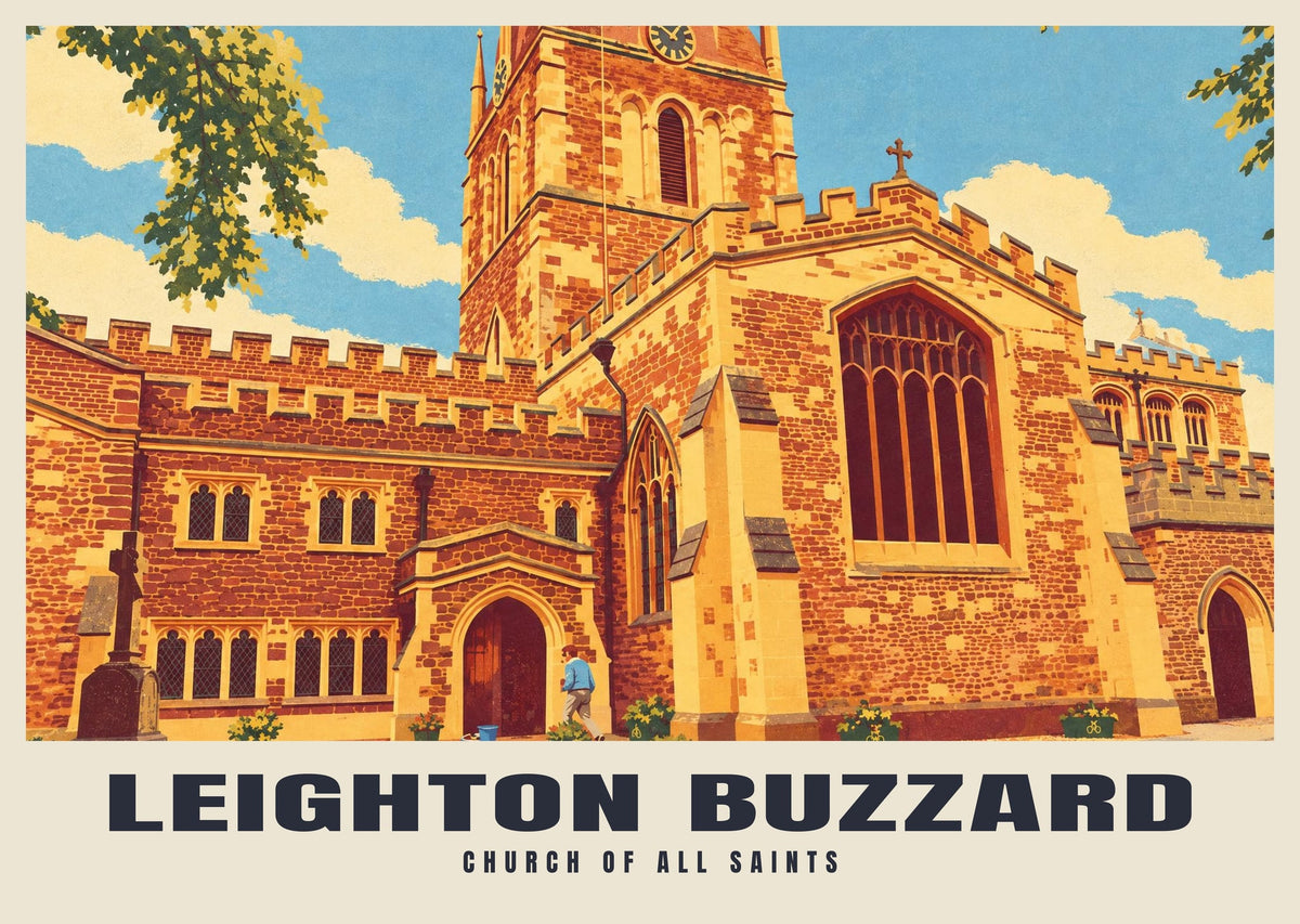 Church of All Saints, Leighton Buzzard poster, Retro Railway style