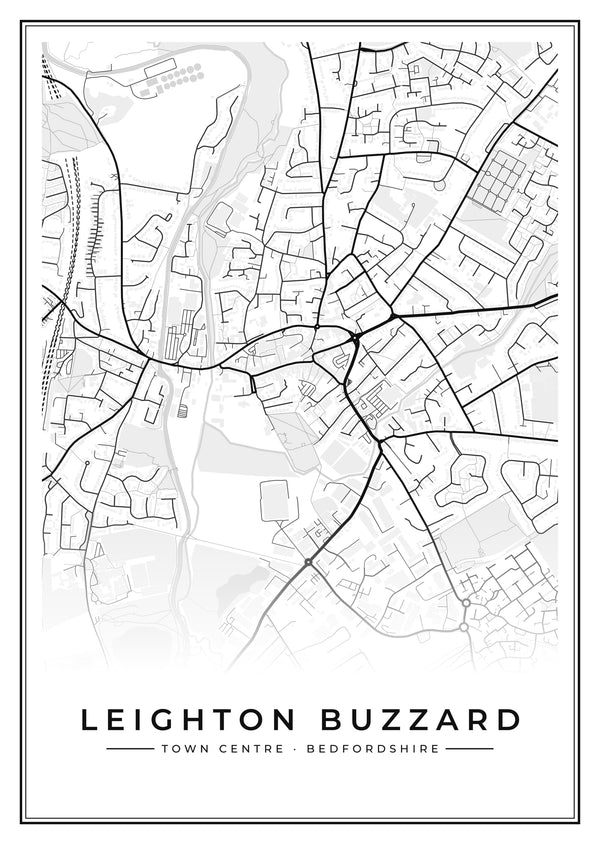 Leighton Buzzard Town Centre Street Map Poster