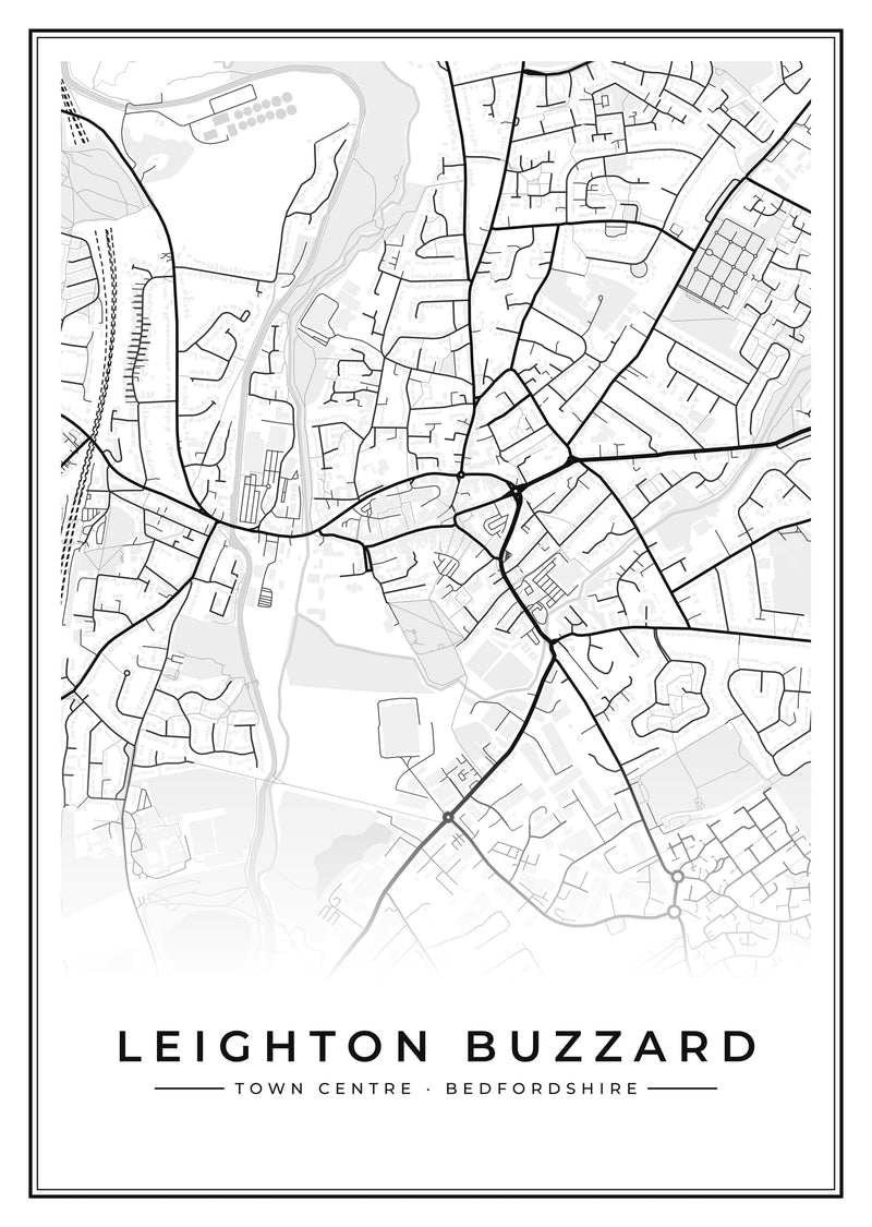 Leighton Buzzard Town Centre Street Map Poster