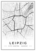 Street map poster of Leipzig city centre, Saxony