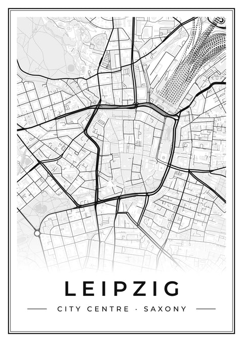 Leipzig City Centre Street Map Poster