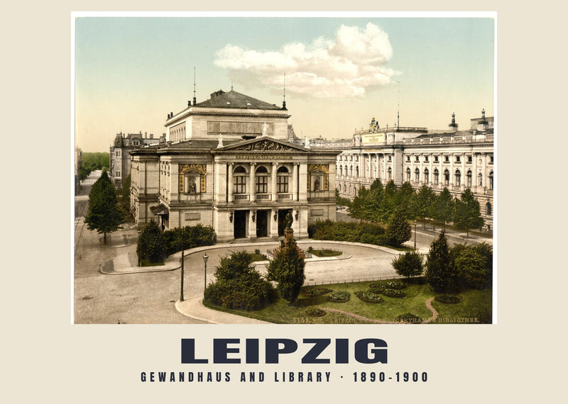 Gewandhaus und Bibliothek, Leipzig — 1890–1900 · Historischer Photochromdruck
