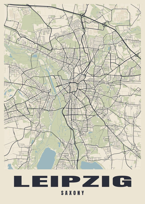 Leipzig Street Map Poster