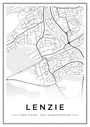 Lenzie Town Centre Street Map Poster