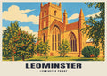 Leominster Priory poster, Retro Railway style