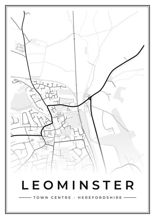 Leominster Town Centre Street Map Poster