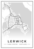 Street map poster of Lerwick town centre, Shetland