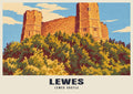 Lewes Castle poster, Retro Railway style