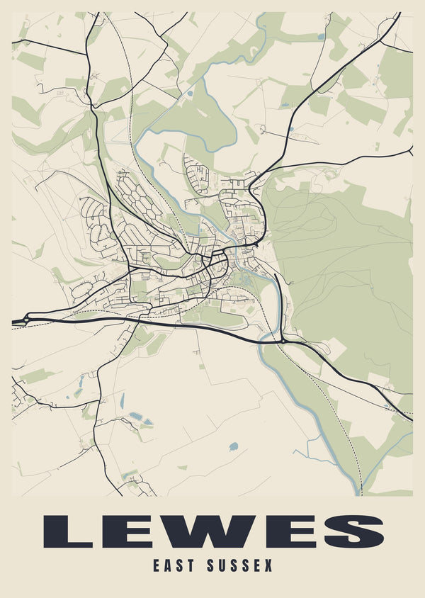 Lewes Street Map Poster