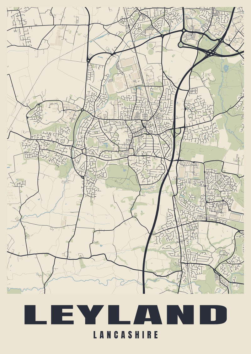 Leyland Street Map Poster