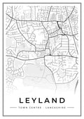 Street map poster of Leyland town centre, Lancashire